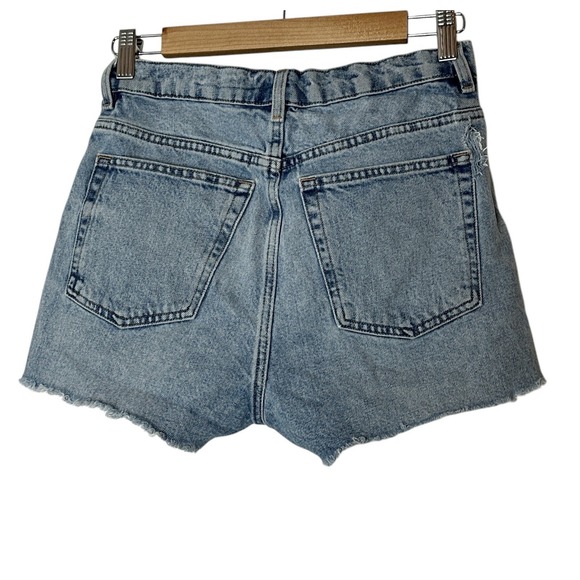 & other stories denim jean shorts Women Size 27 Blue distressed button fly - Picture 2 of 9